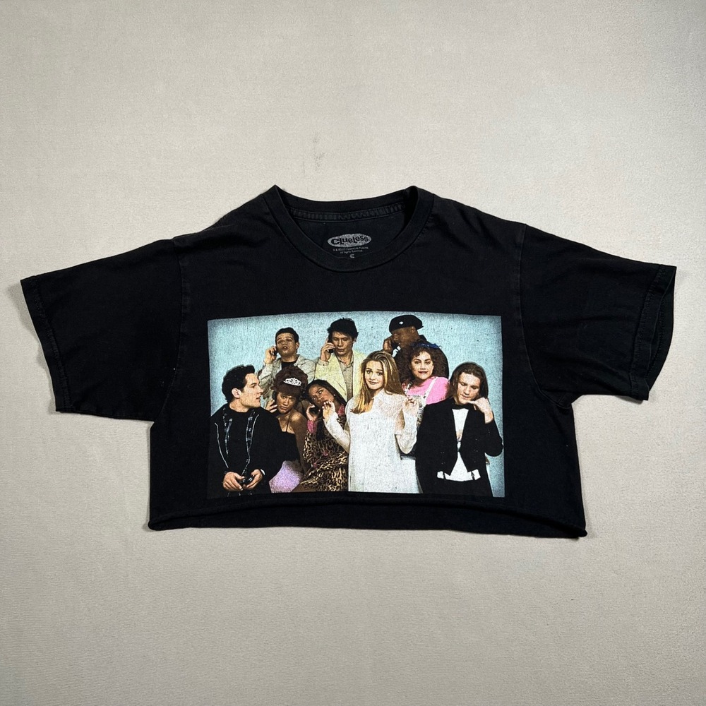 Clueless Movie Shirt Womens Small Black Crop Top Tee 90s Y2K Streetwear